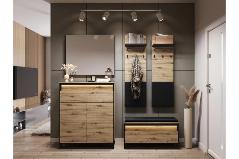 Dorana Hall Møbelsett - Brun/Sort - Møbler - Gangmøbler - Møbelsett til gang & entre