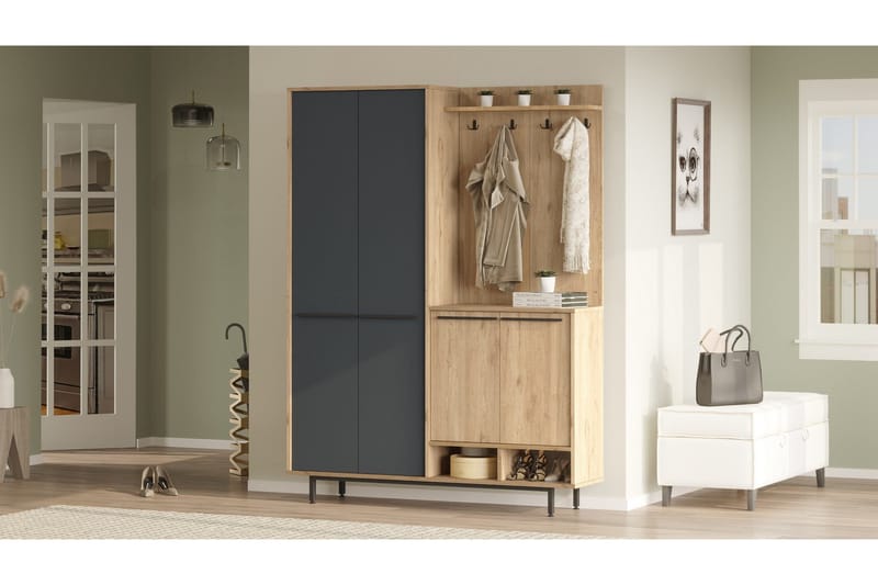 Ethelred Gangmøbelsett - Eik/Antrasitt - Møbler - Gangmøbler - Møbelsett til gang & entre