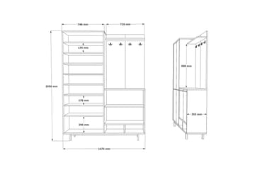 Ethelred Gangmøbelsett - Eik/Antrasitt - Møbler - Gangmøbler - Møbelsett til gang & entre
