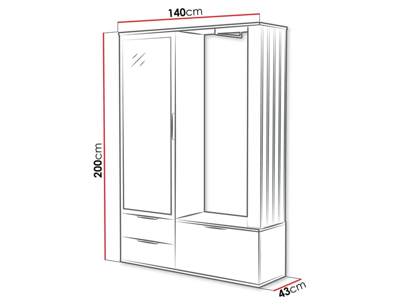 Faro hallmøbel 140 cm - beige - Møbler - Gangmøbler - Møbelsett til gang & entre