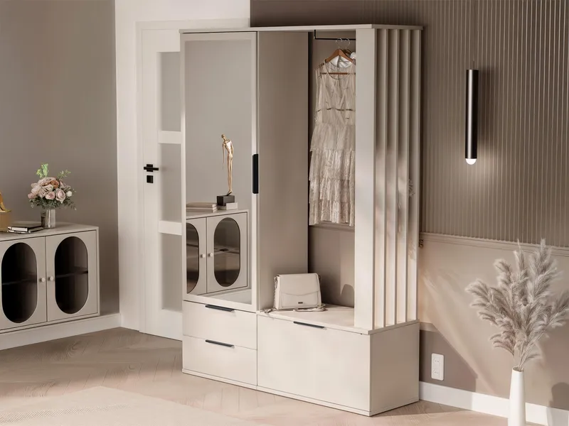 Faro hallmøbel 140 cm - beige - Møbler - Gangmøbler - Møbelsett til gang & entre