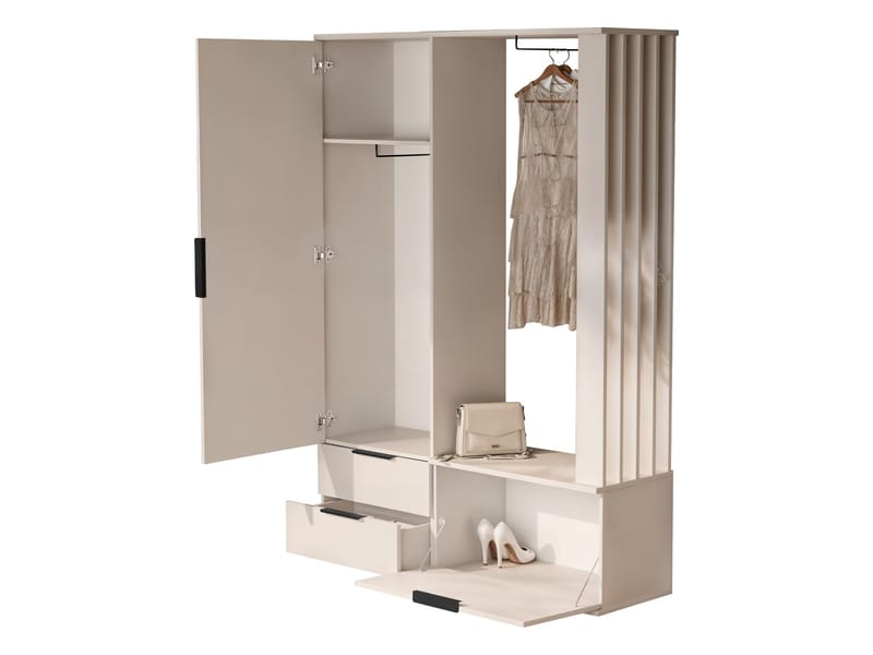 Faro hallmøbel 140 cm - beige - Møbler - Gangmøbler - Møbelsett til gang & entre