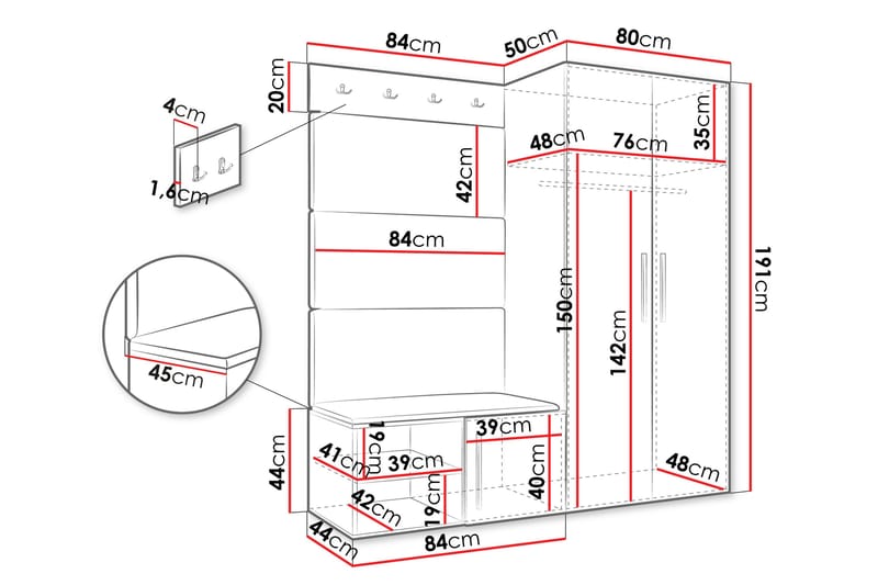 Farosa Hall Møbelsett - Svart Og Hvitt - Møbler - Gangmøbler - Møbelsett til gang & entre