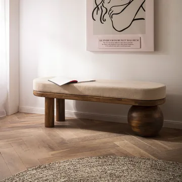Fenira benk 140 cm - Beige og varm mørkebrun - Møbler - Gangmøbler - Gangbenk