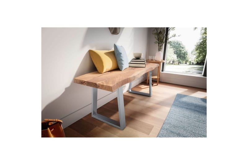 Garderobebenk Wohnling Solid Akasietre 120 cm Treetopp Hall Sølv, rette løpere - Sølv, rette løpere - Møbler - Gangmøbler - Gangbenk