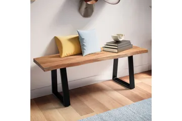 Garderobebenk Wohnling Solid Akasietre 120 cm Treetopp Hall Svart, Rett Løpere - Svart, Rett Løpere - Møbler - Gangmøbler - Gangbenk