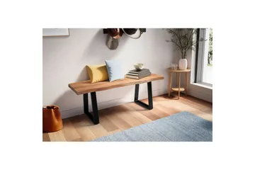 Garderobebenk Wohnling Solid Akasietre 120 cm Treetopp Hall Svart, Rett Løpere - Svart, Rett Løpere - Møbler - Gangmøbler - Gangbenk