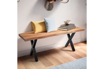 Garderobebenk Wohnling Solid Akasietre 120 cm Treetopp Hall Svart, X-ramme - Svart, X-ramme - Møbler - Gangmøbler - Gangbenk