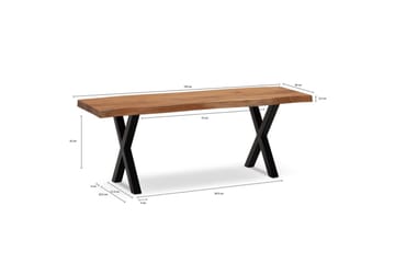 Garderobebenk Wohnling Solid Akasietre 120 cm Treetopp Hall Svart, X-ramme - Svart, X-ramme - Møbler - Gangmøbler - Gangbenk
