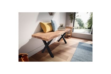 Garderobebenk Wohnling Solid Akasietre 120 cm Treetopp Hall Svart, X-ramme - Svart, X-ramme - Møbler - Gangmøbler - Gangbenk