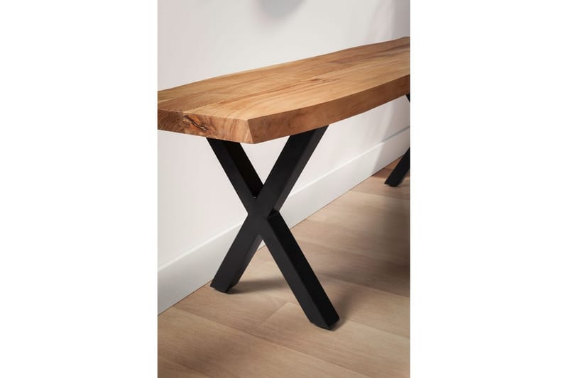 Garderobebenk Wohnling Solid Akasietre 120 cm Treetopp Hall Svart, X-ramme - Svart, X-ramme - Møbler - Gangmøbler - Gangbenk