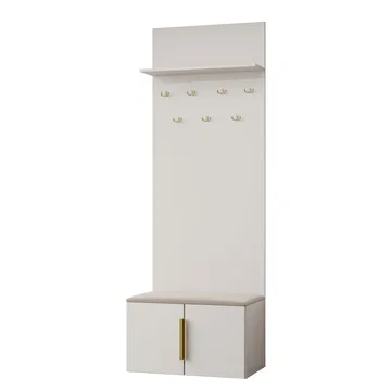 garderobeskap NO_BRAND Skoskap + knaggrekke KERKIN beige - Møbler - Gangmøbler - Møbelsett til gang & entre