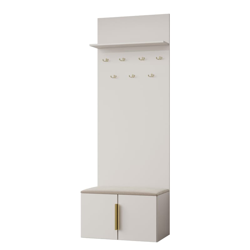 garderobeskap NO_BRAND Skoskap + knaggrekke KERKIN beige