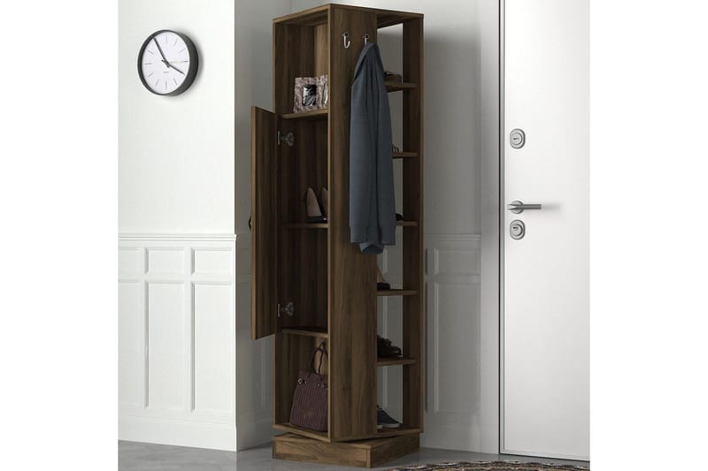 Garderobestativ Honi Valnøtt - Mørkebrun - Møbler - Gangmøbler - Møbelsett til gang & entre