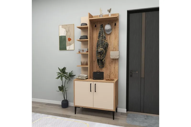 Garderobestativ Windholm Atlantic Furu / Beige - Beige/Lysfarget tre - Møbler - Gangmøbler - Møbelsett til gang & entre