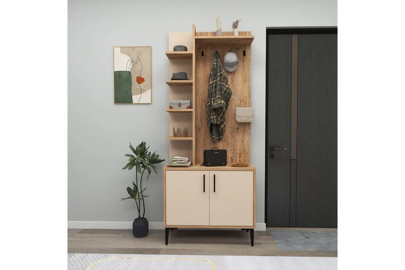 Garderobestativ Windholm Atlantic Furu / Beige - Beige/Lysfarget tre - Møbler - Gangmøbler - Møbelsett til gang & entre