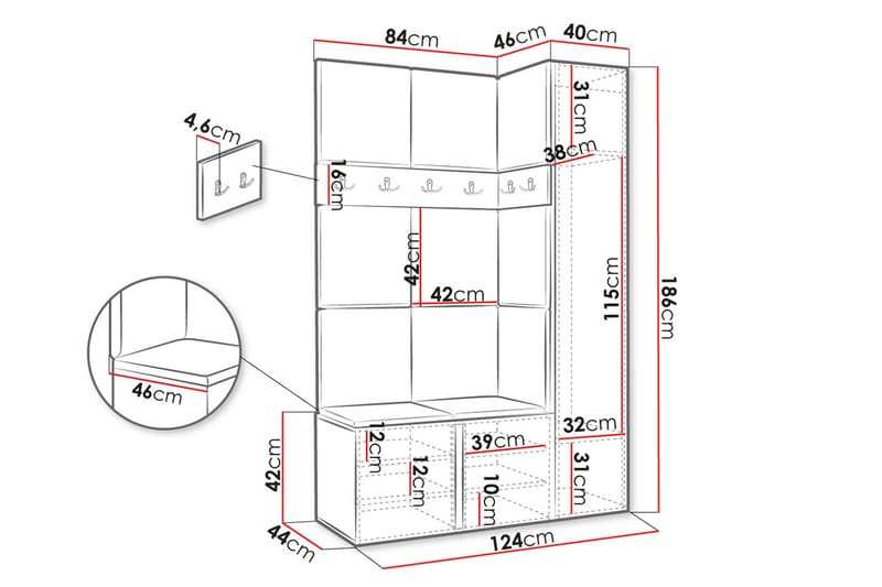 Hollan Entrémøbelsett - Møbler - Gangmøbler - Møbelsett til gang & entre