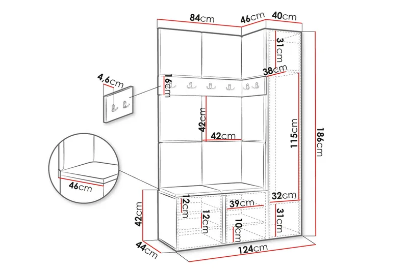 Hollan Entrémøbelsett - Møbler - Gangmøbler - Møbelsett til gang & entre