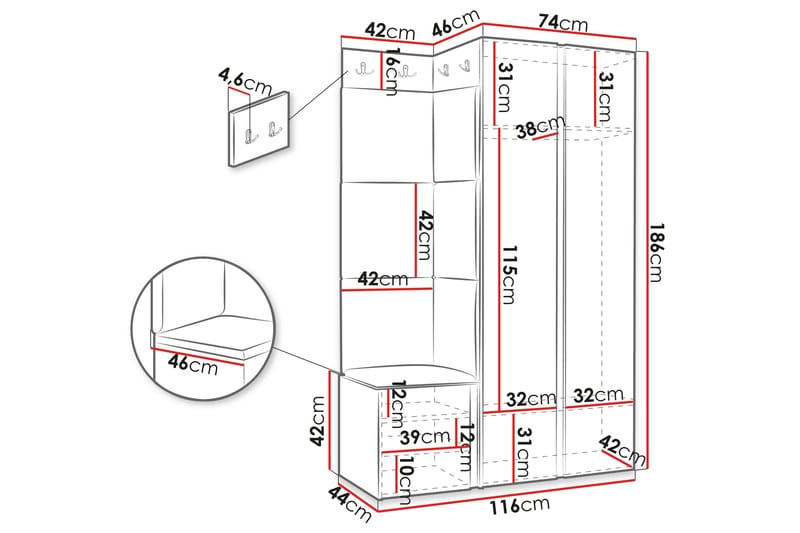Hollan Hall Møbelsett - Brun - Møbler - Gangmøbler - Møbelsett til gang & entre