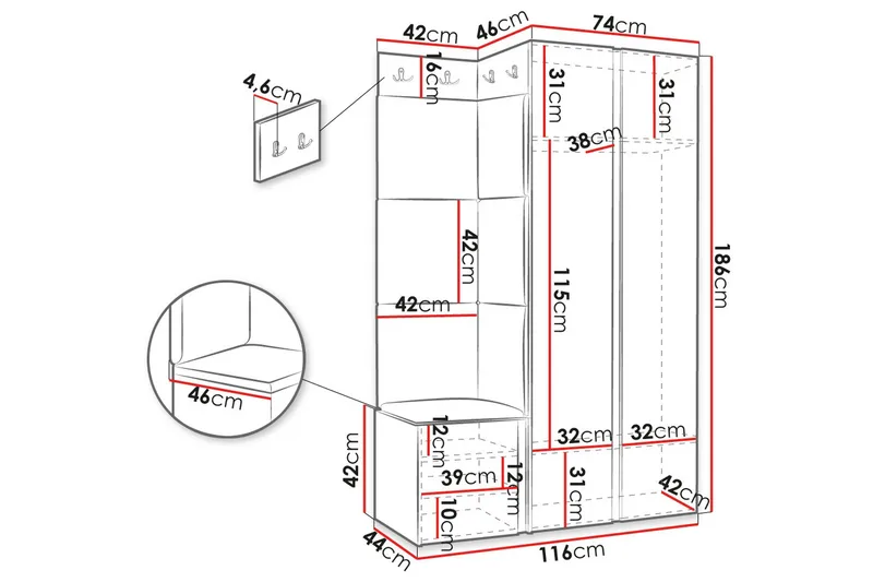 Hollan Hall Møbelsett - Grå/Beige - Møbler - Gangmøbler - Møbelsett til gang & entre