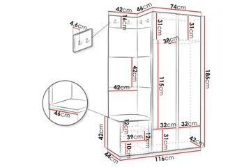 Hollan Hall Møbelsett - Grå/Beige - Møbler - Gangmøbler - Møbelsett til gang & entre