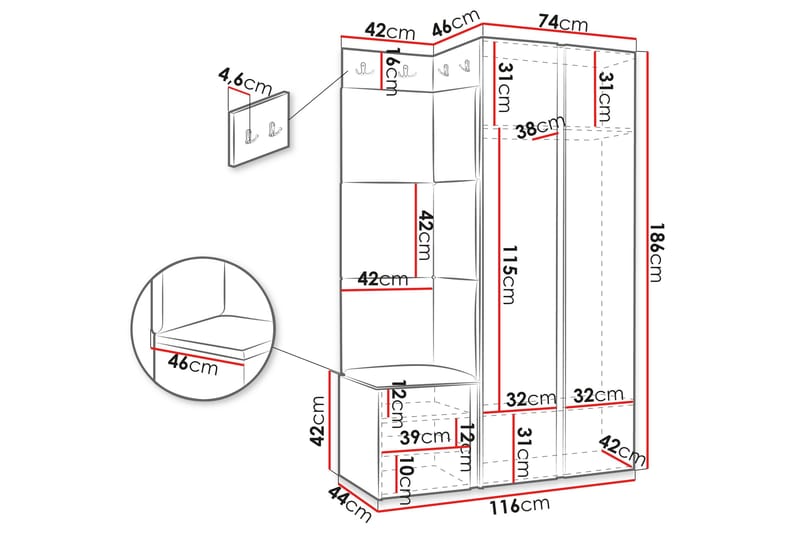 Hollan Hall Møbelsett - Svart Og Hvitt - Møbler - Gangmøbler - Møbelsett til gang & entre