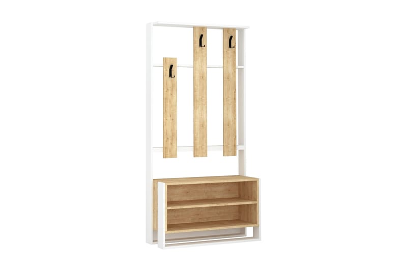 Klesskap Lindome 90 cm, Hvit/Brun