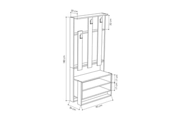 Klesskap Lindome 90 cm - Hvit/Brun - Møbler - Gangmøbler - Møbelsett til gang & entre