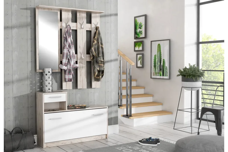 Breslau Hallmöbelset 98x180 cm, Beige / Brun / Hvit