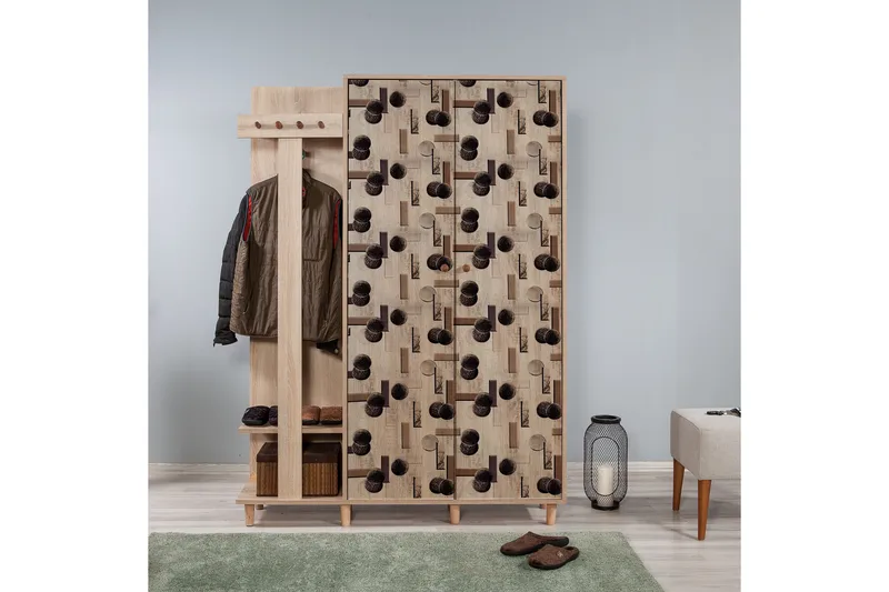 Brokind Klesoppbevaring 135 cm - Flerfarget/Eik - Møbler - Gangmøbler - Møbelsett til gang & entre