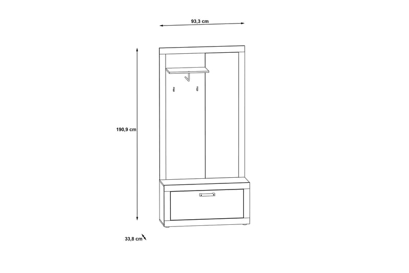Dolnis Gangmøbelsett 34x94 cm - Brun/Grå - Møbler - Gangmøbler - Møbelsett til gang & entre