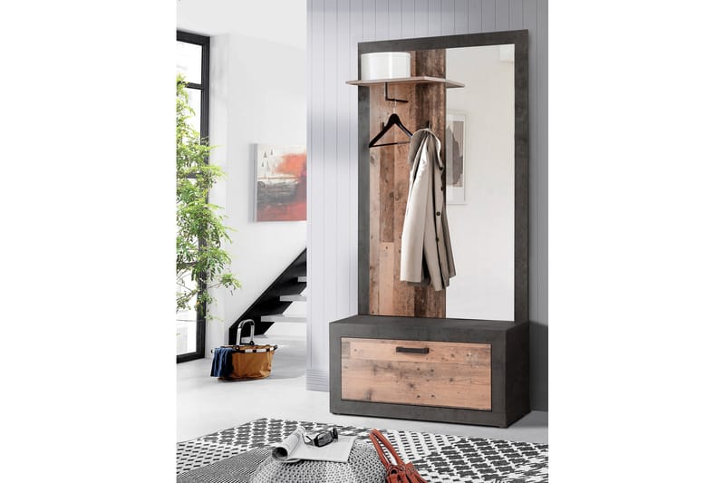 Dolnis Gangmøbelsett 34x94 cm, Brun/Grå