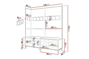 Dunvegan Gangmøbelsett 168x46 cm - Svart - Møbler - Gangmøbler - Møbelsett til gang & entre