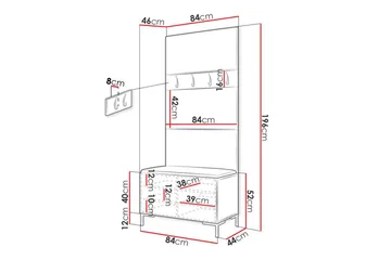 Dunvegan Gangmøbelsett 84x46 cm - Svart - Møbler - Gangmøbler - Møbelsett til gang & entre