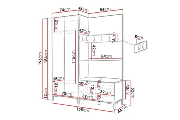 Dunvegan Hallmöbelset 158x46 cm Black - Møbler - Gangmøbler - Møbelsett til gang & entre