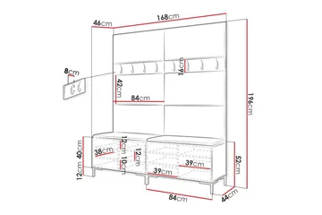 Dunvegan Hallmöbelset 168x46 cm Black - Møbler - Gangmøbler - Møbelsett til gang & entre