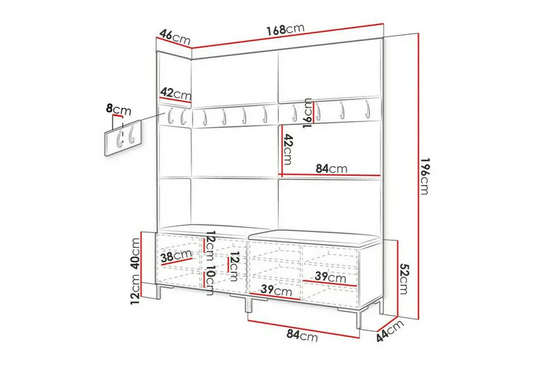 Dunvegan Hallmöbelset 168x46 cm Brown - M øbler - Gangmøbler - Møbelsett til gang & entre