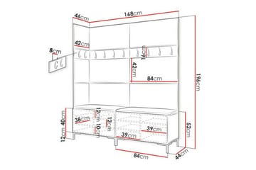 Dunvegan Hallmöbelset 168x46 cm White - Møbler - Gangmøbler - Møbelsett til gang & entre