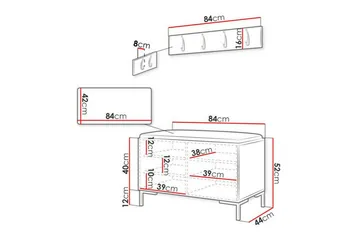 Dunvegan Hallmöbelset 84x44 cm Brown - Møbler - Gangmøbler - Møbelsett til gang & entre