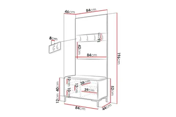 Dunvegan Hallmöbelset 84x46 cm White - Møbler - Gangmøbler - Møbelsett til gang & entre