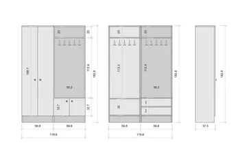 Erickslund Hallmøbelsett - Hvit - Møbler - Gangmøbler - Møbelsett til gang & entre