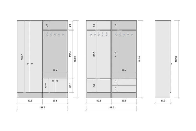 Erickslund Hallmøbelsett - Hvit - Møbler - Gangmøbler - Møbelsett til gang & entre