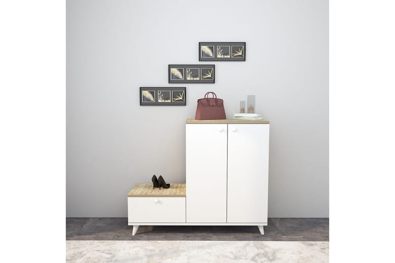 Gangmøbelsett Tasarima 120x120 cm - Natur/Hvit - Møbelsett til gang & entre