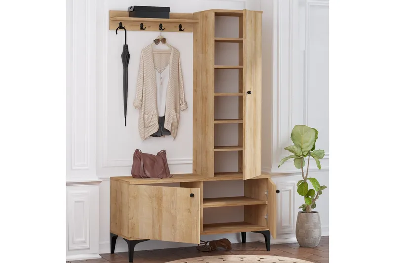 Hall Stand Eik|Svart - Natur/Svart - Møbler - Gangmøbler - Møbelsett til gang & entre