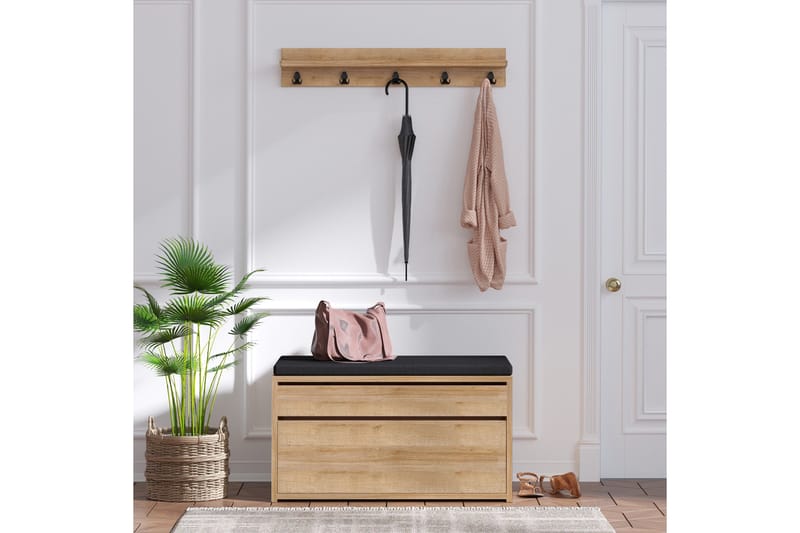 Hall Stand Eik|Svart, Natur/Svart