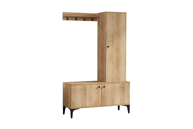 Hall Stand Eik|Svart - Natur/Svart - Møbler - Gangmøbler - Møbelsett til gang & entre