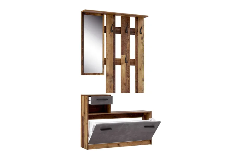 Haysville Hallmöbelset 98x180 cm - Brun / Grå - Møbler - Gangmøbler - Møbelsett til gang & entre