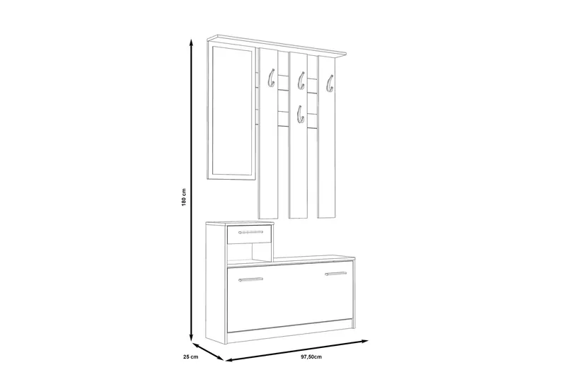 Haysville Hallmöbelset 98x180 cm - Brun / Grå - Møbler - Gangmøbler - Møbelsett til gang & entre