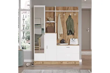 Hialeh Gangmøbelsett 37x140 cm - Natur/Hvit - Møbler - Gangmøbler - Møbelsett til gang & entre