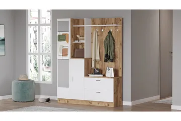 Hialeh Gangmøbelsett 37x140 cm - Natur/Hvit - Møbler - Gangmøbler - Møbelsett til gang & entre